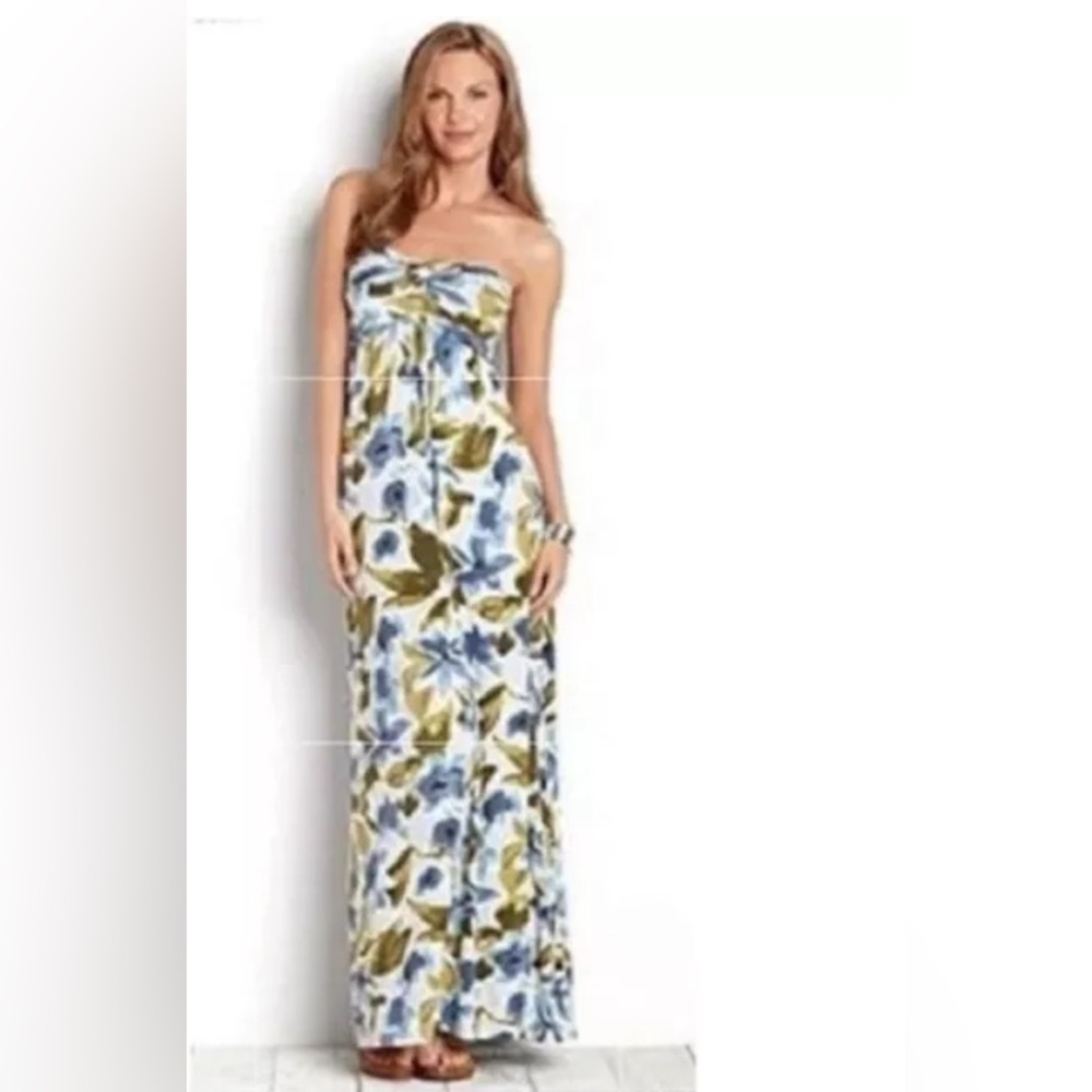 Tommy Bahama Blue Grotto Dress strapless Maxi Size M